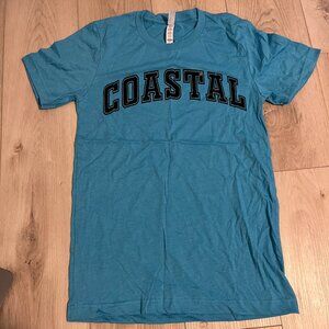 Coastal T-Shirt | Blue with Black Writing | Size S | $10